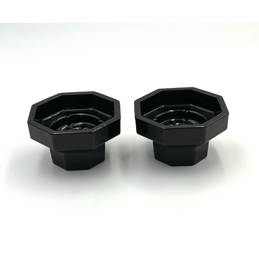 Vtg Arcoroc France Octime Black Tempered Glass Candlestick Holders Taper Votive